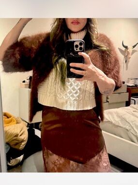 Handmade brown Angora Knitted Vest/cardigan. Extremely Soft like a cloud